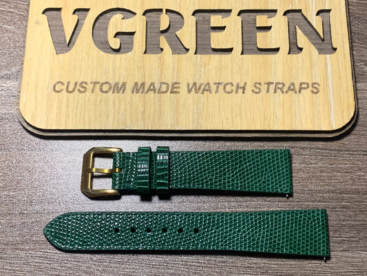 Green lizard watch strap for Patek Philippe 5140J, full strap
