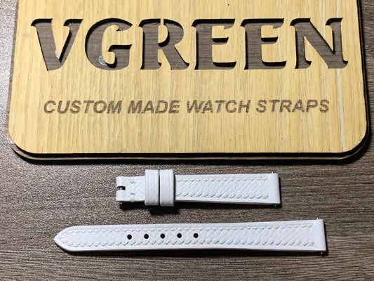 White Epsom leather watch strap for a 24mm Hermes Sellier, very short build