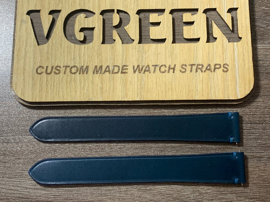 Teal blue shell cordovan watch strap for a Cartier Tank Américaine, full strap