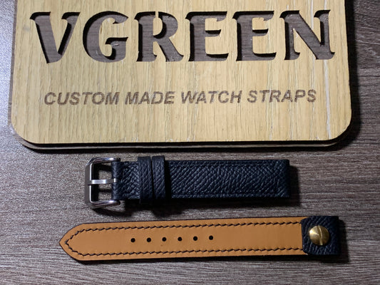Open-ended Epsom leather watch strap for Marathon Officer's Field Watch, 16mm lug end
