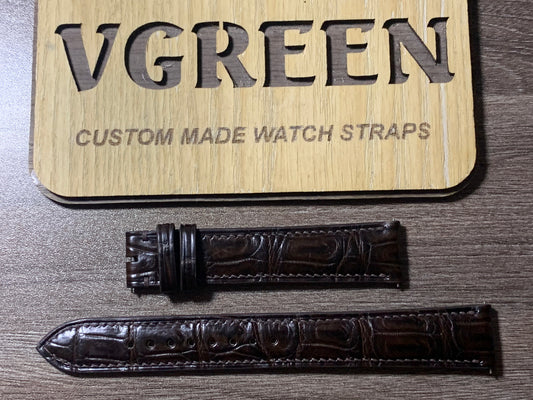 Brown crocodile extra-long watch strap for MeisterSinger No. 3, 90/145mm