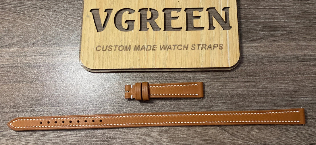 Barenia leather double tour strap for an Hermès Cape Cod, white saddle stitching