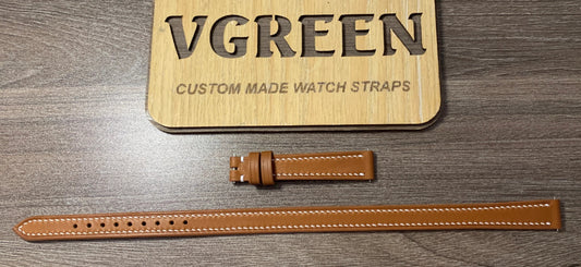 Barenia leather double tour strap for an Hermès Cape Cod, white saddle stitching