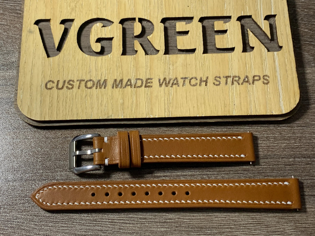Brown Barenia leather watch strap for Baume and Mercier Hampton M0A10472