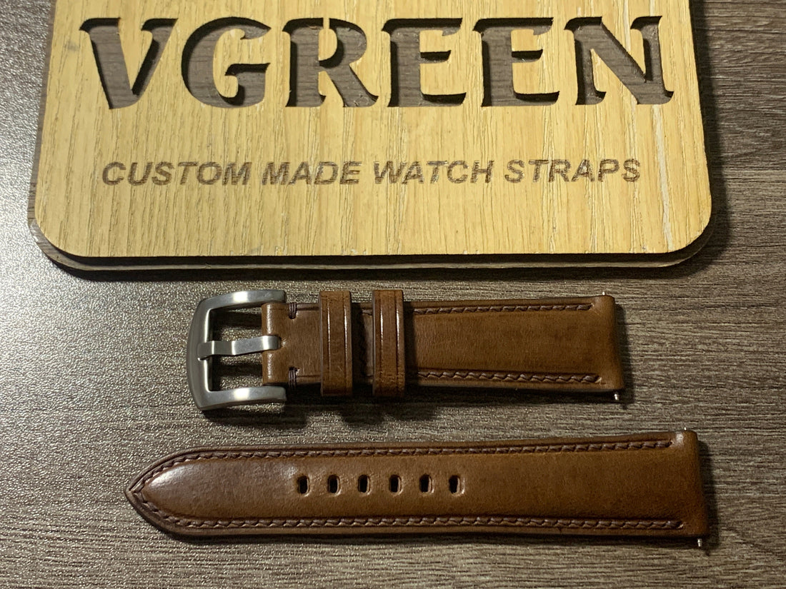 Dark brown Buttero leather watch strap for TAG Heuer Link chronograph