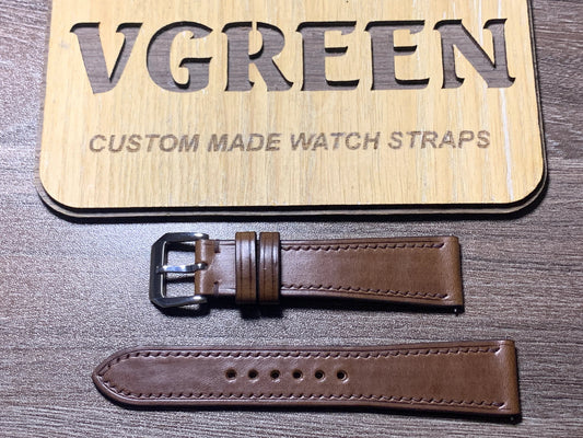 Dark brown Buttero leather watch strap for a Timex Weekender, quick-release pins