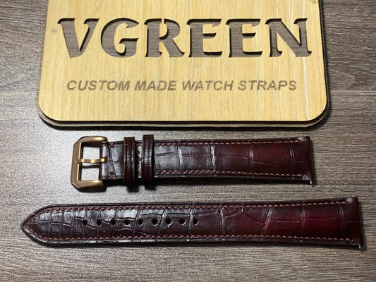 Extra-long oxblood crocodile watch strap for Citizen Eco-Drive