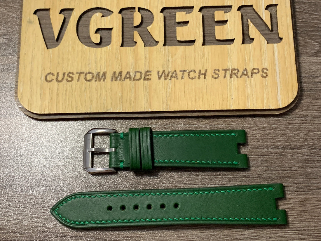 Green Buttero center-notched strap for a Frédérique Constant Highlife