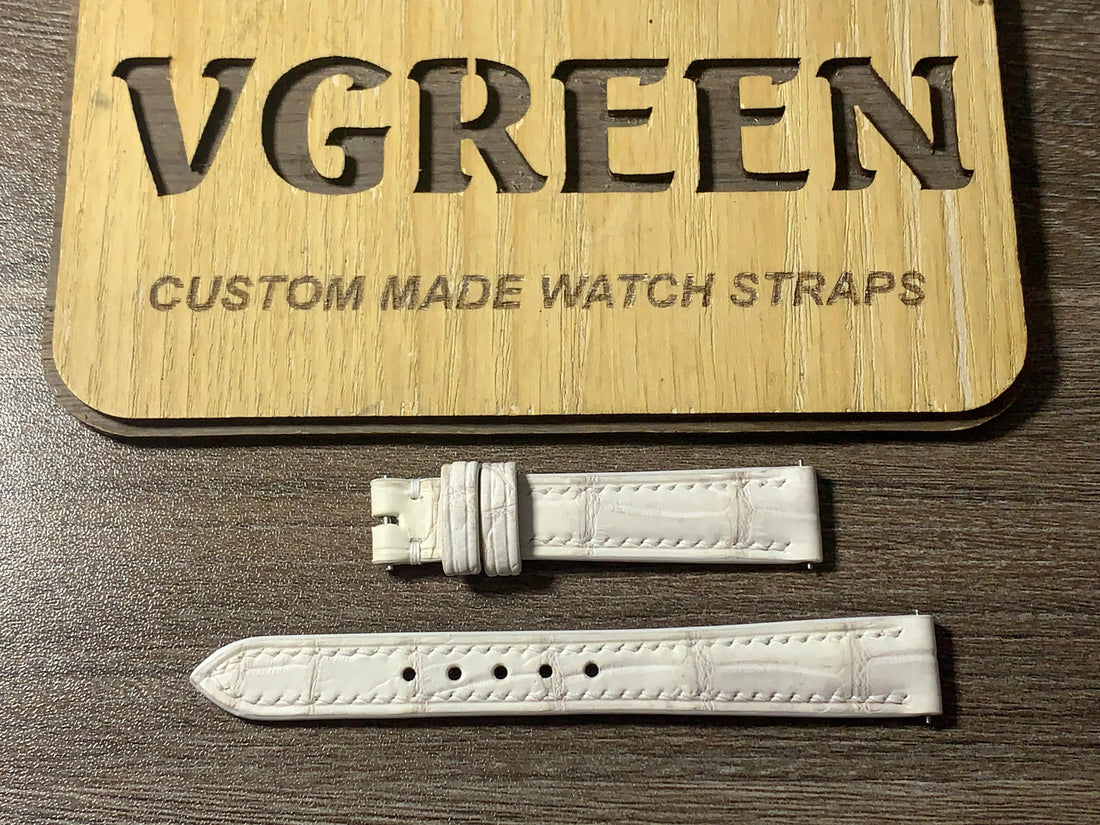 Sand white crocodile watch strap for Jaeger-LeCoultre Rendez-Vous, short length