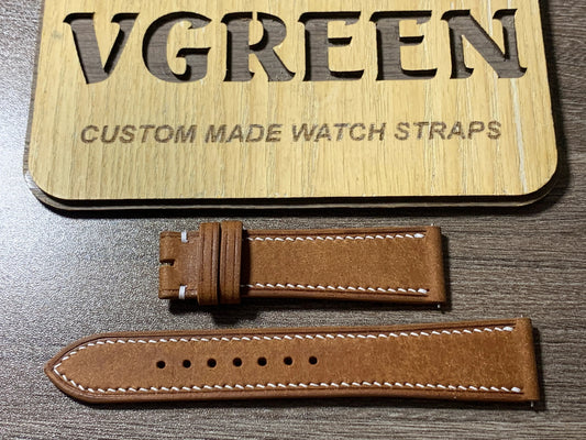 Whisky Maya leather watch strap for a Baume & Mercier Clifton, 21 mm tapering to 18 mm