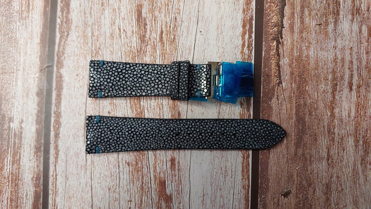 Black Full Grain Stingray Leather Strap For Grand Seiko SBGH273 Watch
