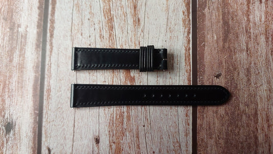 Black Shell Cordovan Leather Strap For Vintage King Seiko 44KS Watch