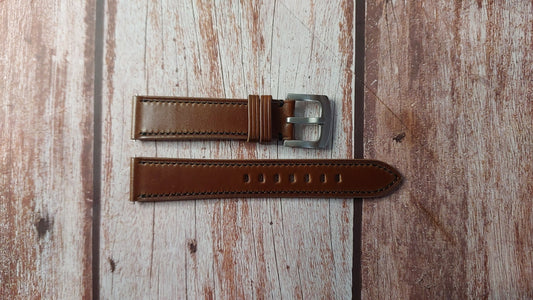 Cognac Shell Cordovan Leather Strap For Lorier Astra Watch