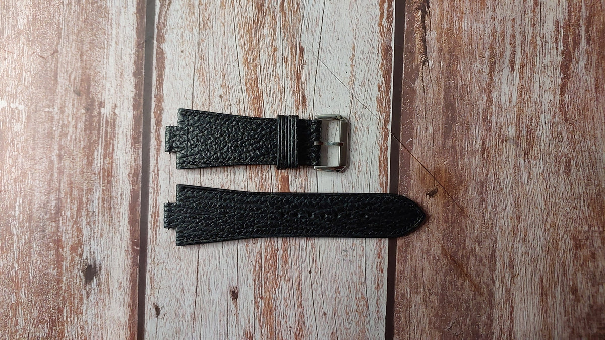 Black Sharkskin Leather Custom Notched Strap For Officina Del Tiempo W ...