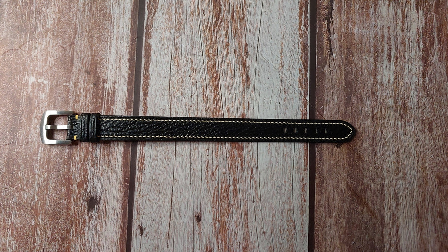 Black Full Grain Sharkskin Custom Leather Strap