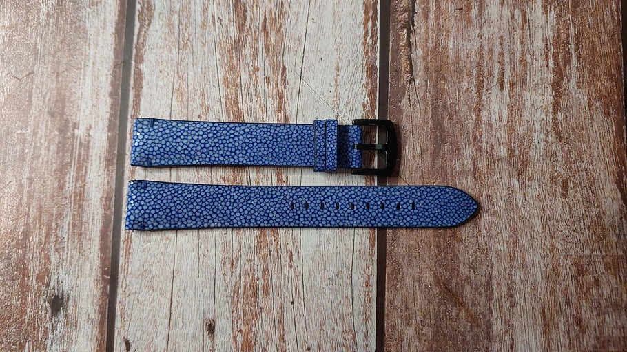 Blue Full Grain Stingray Custom Leather Strap For Oris MilesTonneau Watch