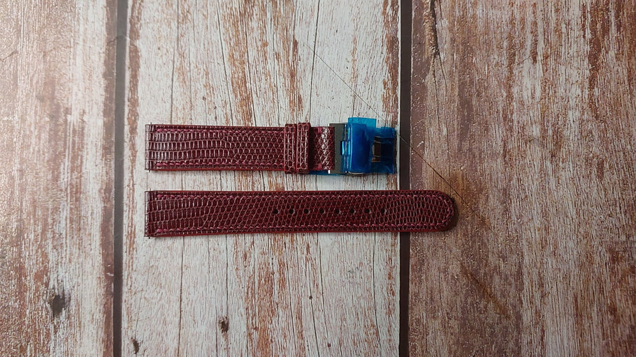 Red Full Grain Lizard Custom Leather Strap For Grand Seiko SBGE493 Watch