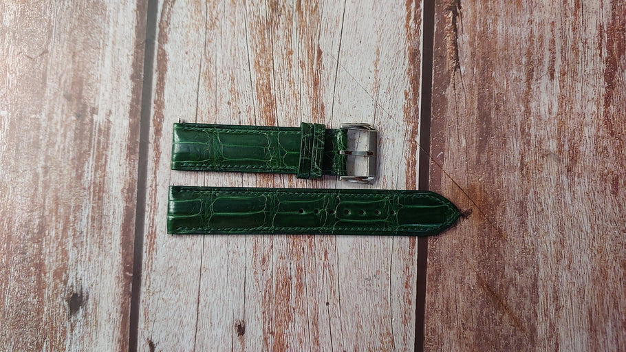 Green Full Grain Crocodile Custom Leather Strap