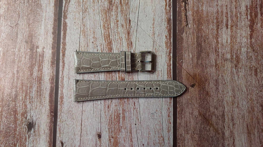 Gray Full Grain Crocodile Custom Leather Strap