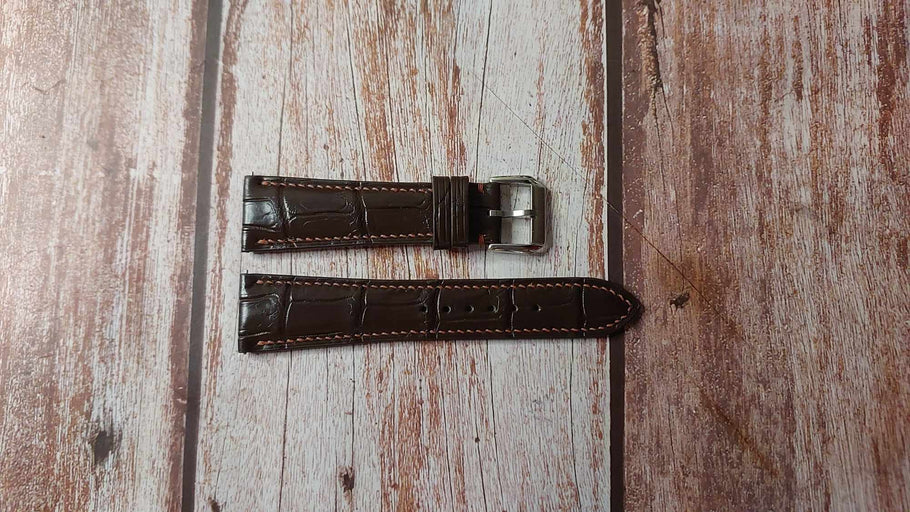 Brown Full Grain Crocodile Custom Leather Straps