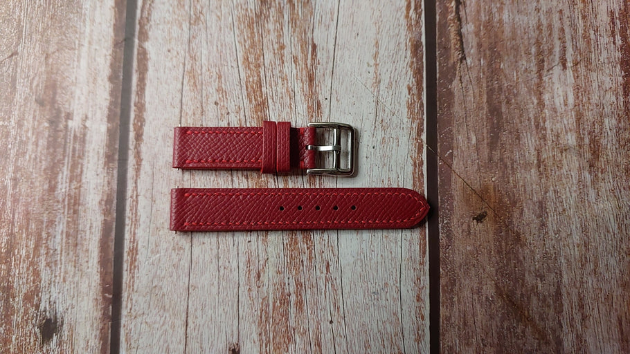 Red Epsom Custom Leather Strap For Franck Muller Long Island 902QZ Ladies Watch