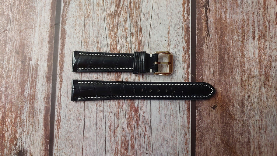 Black Full Grain Crocodile Custom Leather Strap