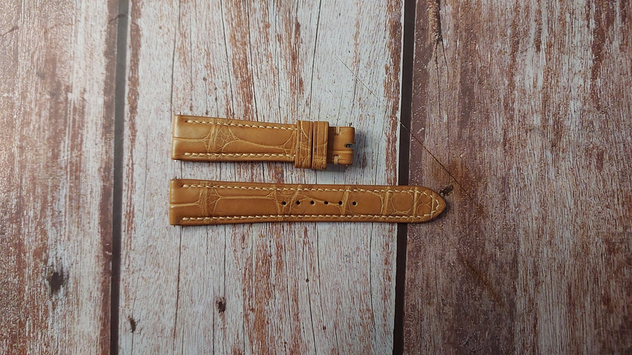 Light Brown Full Grain Crocodile Custom Leather Strap