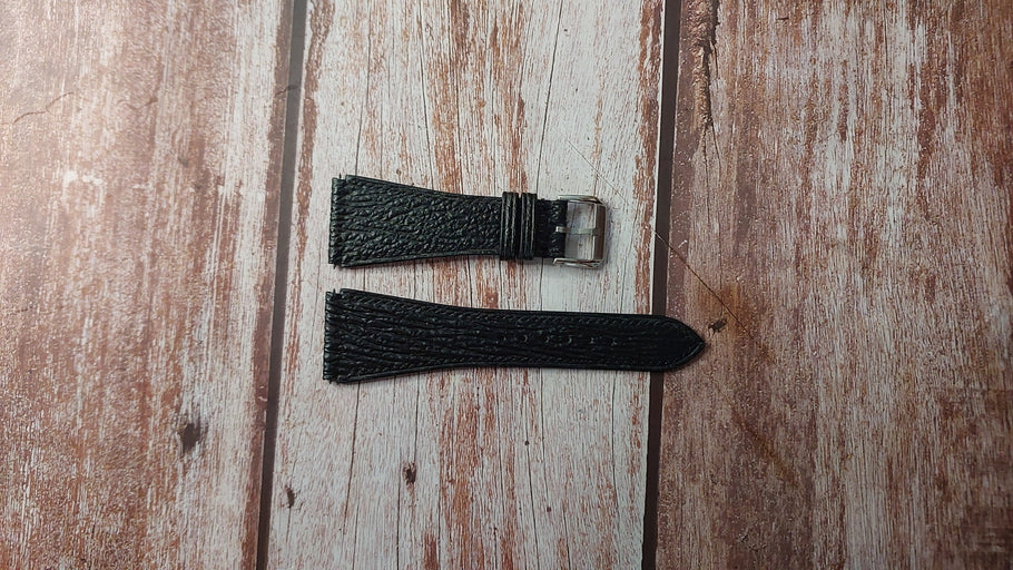 Black Sharkskin Leather Custom Notched Strap