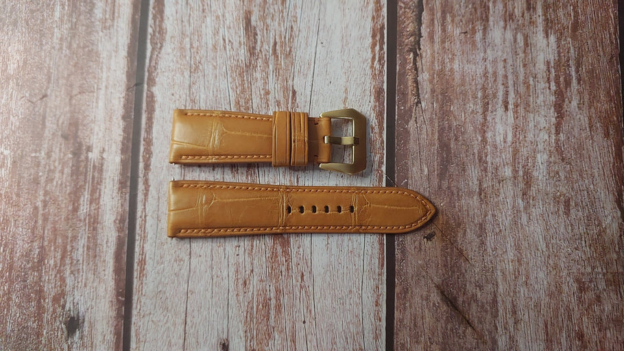 Light Brown Full Grain Crocodile Custom Leather Strap