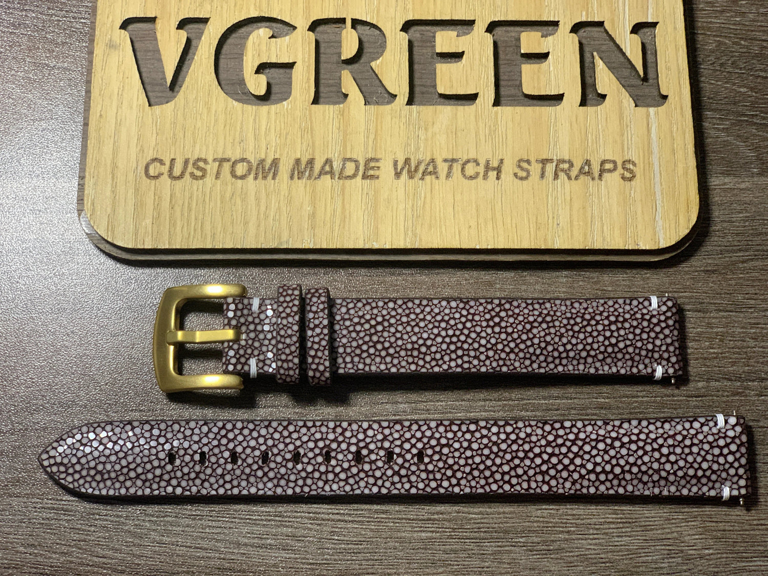Brown stingray extra-long watch strap for a vintage Rolex OysterDate 6694