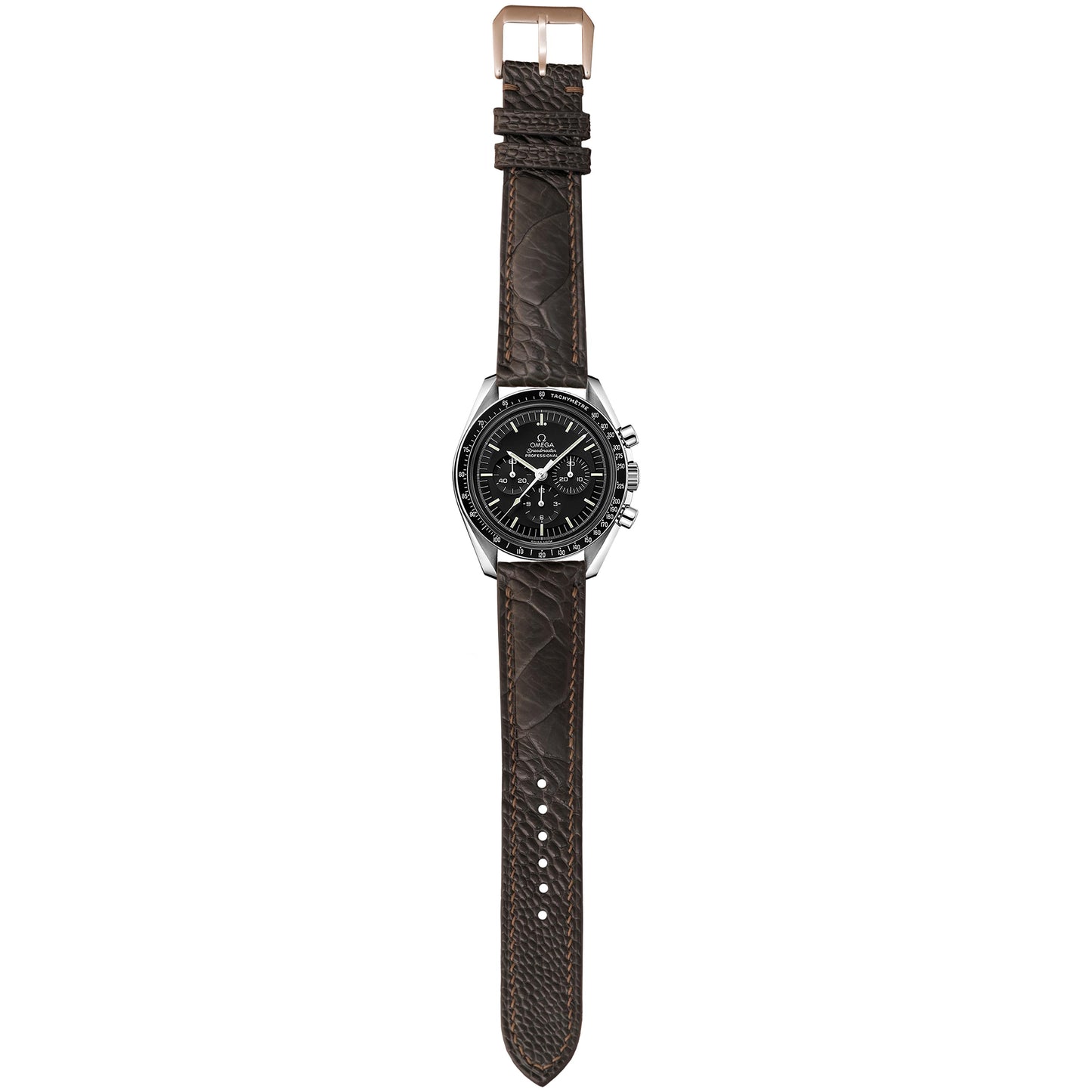Ostrich Leg Leather Watch Strap - Dark Gray