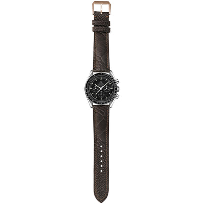 Ostrich Leg Leather Watch Strap - Dark Gray