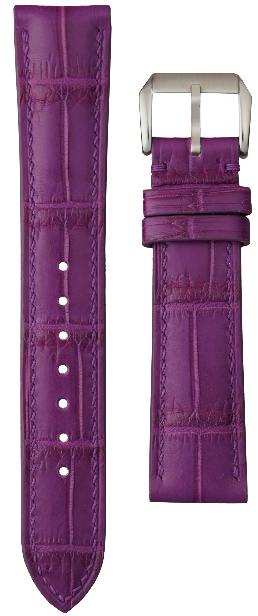 Crocodile Leather Watch Strap - Purple