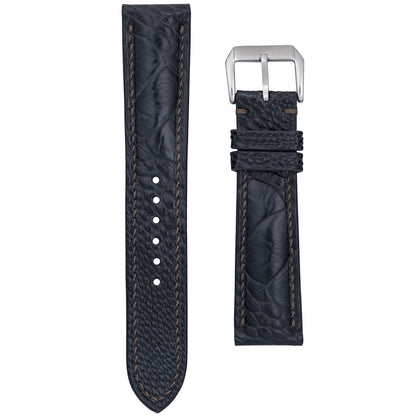 Ostrich Leg Leather Watch Strap - Dark Gray