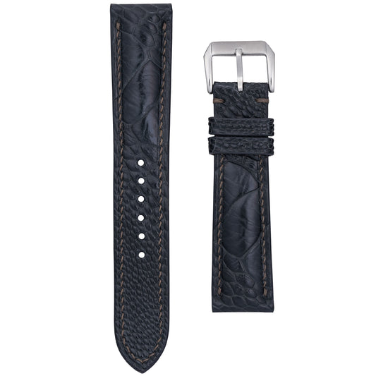 Ostrich Leg Leather Watch Strap - Dark Gray