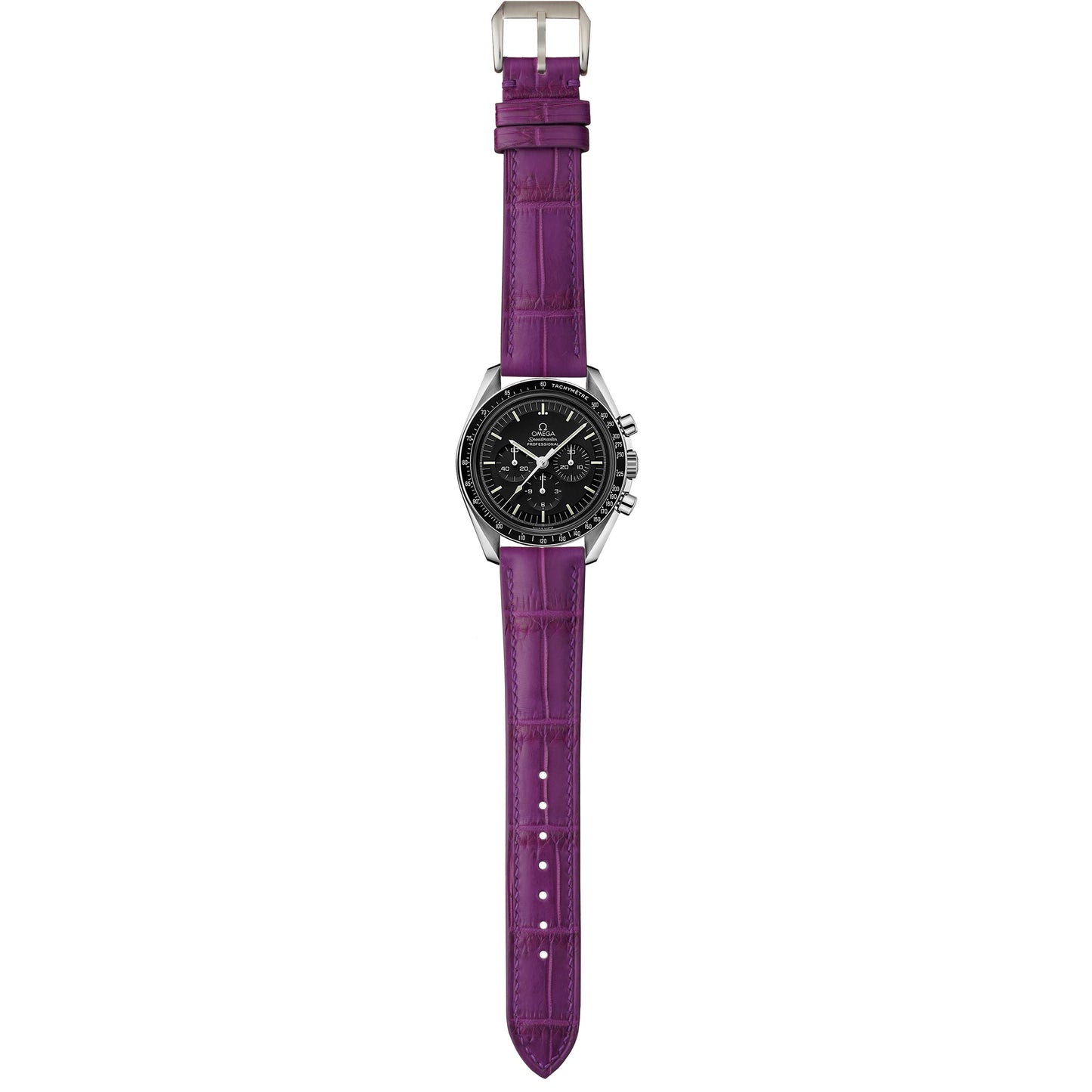 Crocodile Leather Watch Strap - Purple