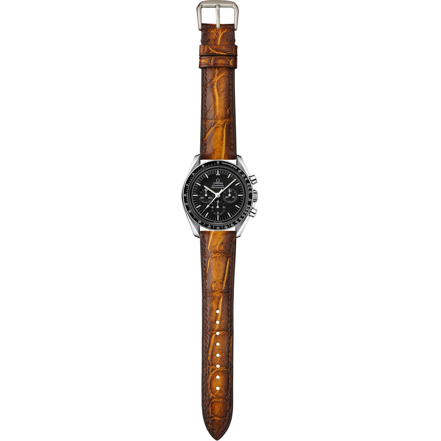 Crocodile Leather Watch Strap - Burnt Chestnut