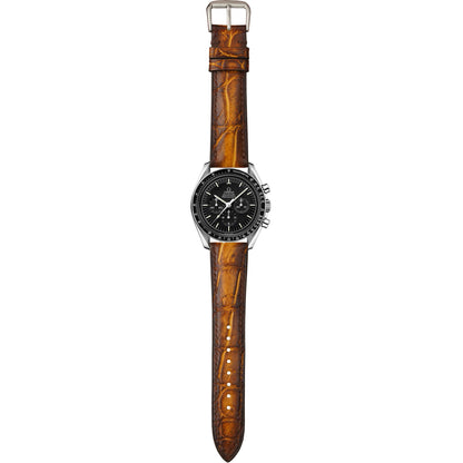 Crocodile Leather Watch Strap - Burnt Chestnut