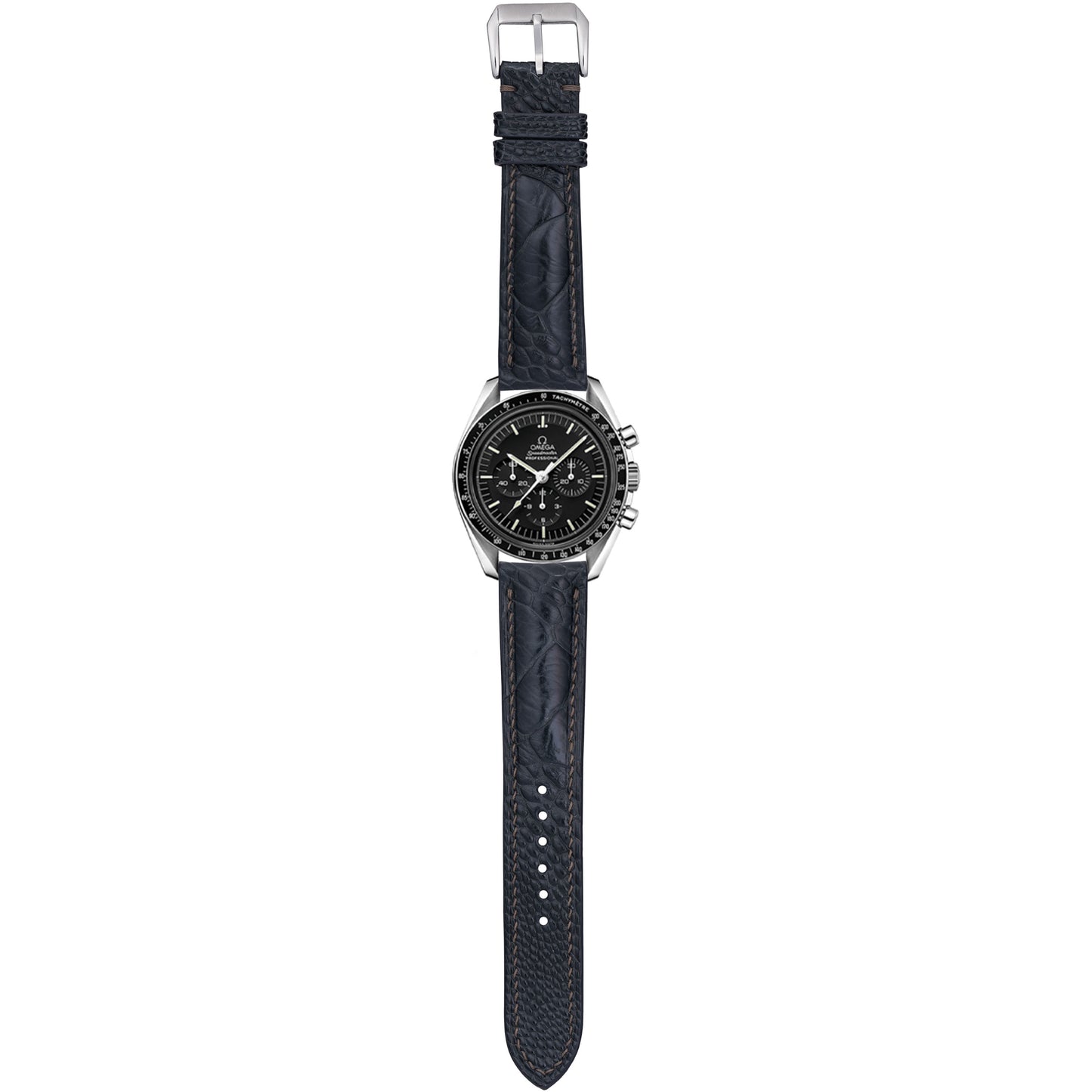 Ostrich Leg Leather Watch Strap - Dark Gray