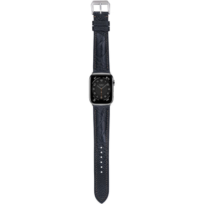 Ostrich Leg Leather Watch Strap - Dark Gray