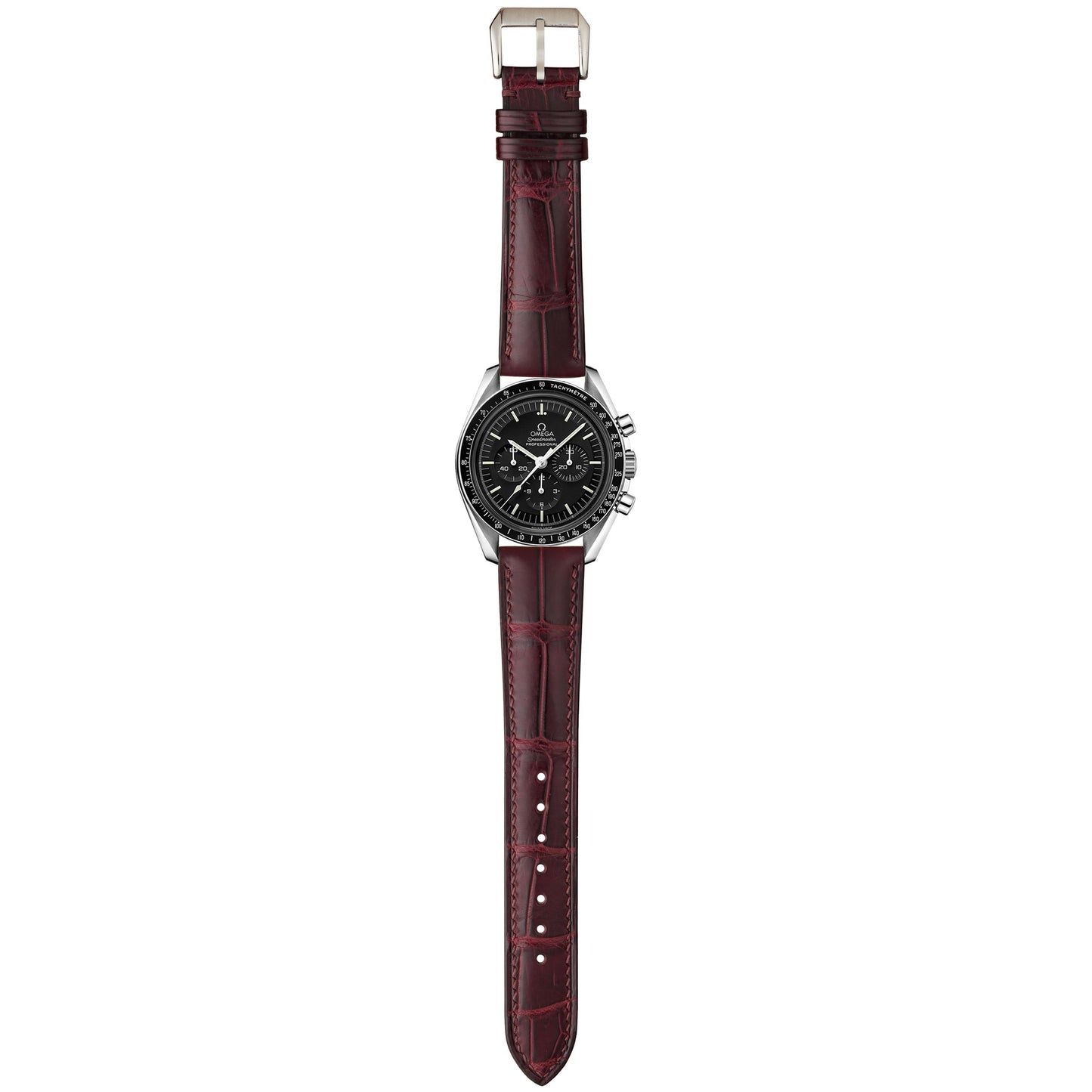 Crocodile Leather Watch Strap - Burgundy