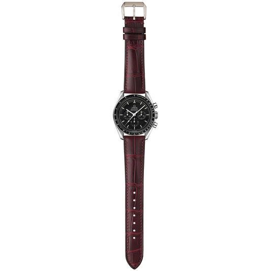 Crocodile Leather Watch Strap - Burgundy