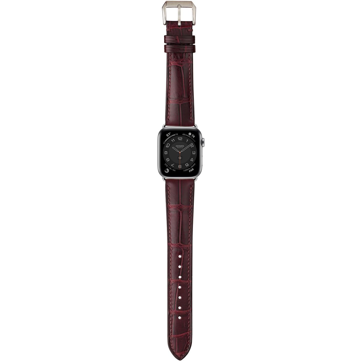 Crocodile Leather Watch Strap - Burgundy