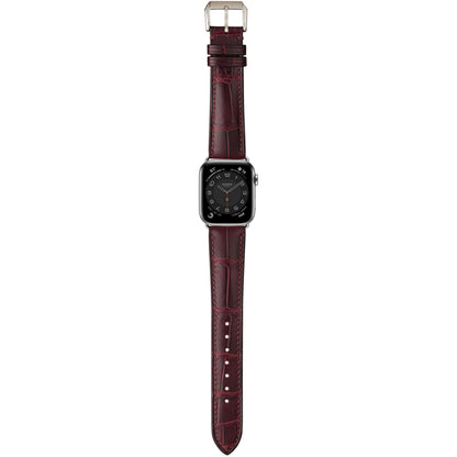 Crocodile Leather Watch Strap - Burgundy