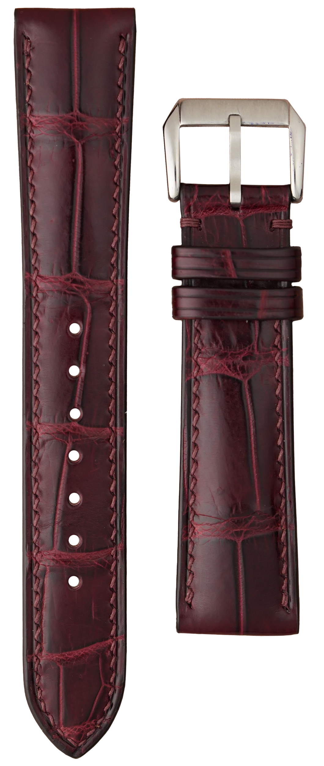 Crocodile Leather Watch Strap - Burgundy