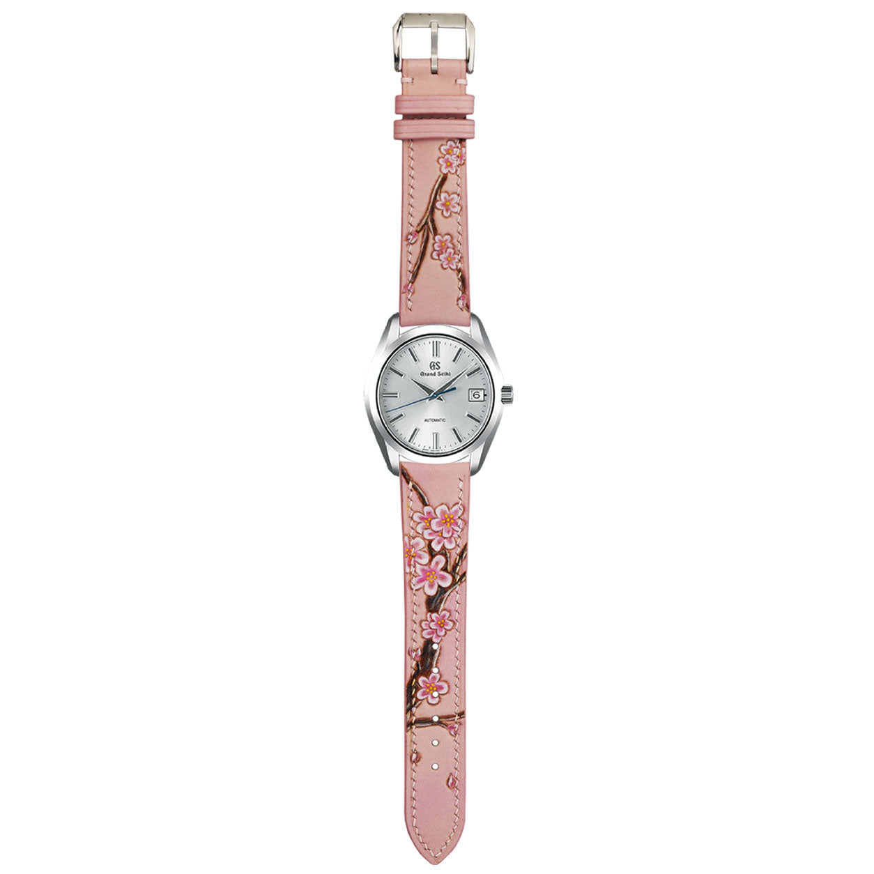 Sakura Blossom Hand-Carved & Hand-Painted Leather Watch Strap