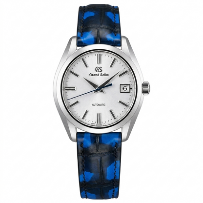 Handmade blue crocodile leather watch strap in genuine full-grain crocodile.