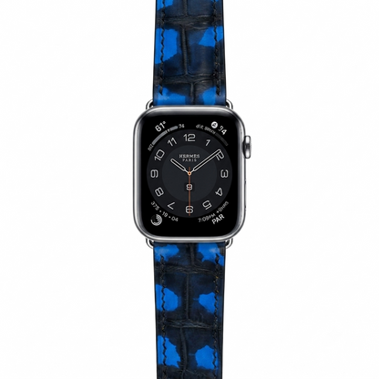 Blue Obsidian crocodile watch strap with a choice of stitching, padding and buckle.