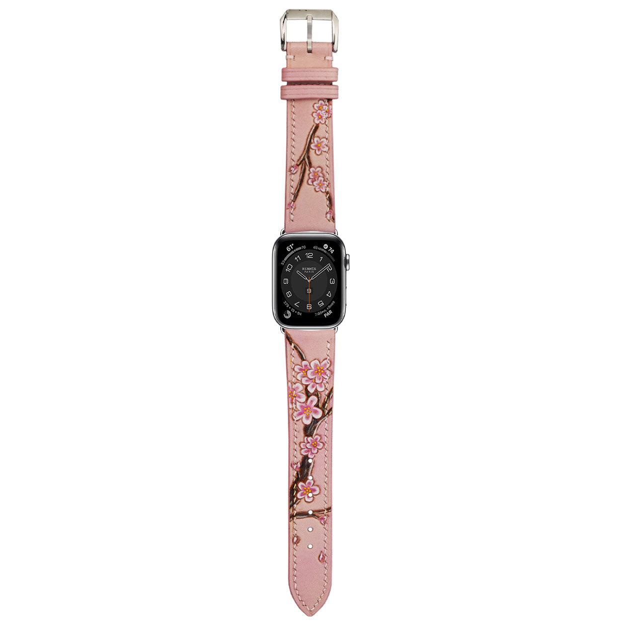 Sakura Blossom Hand-Carved & Hand-Painted Leather Watch Strap