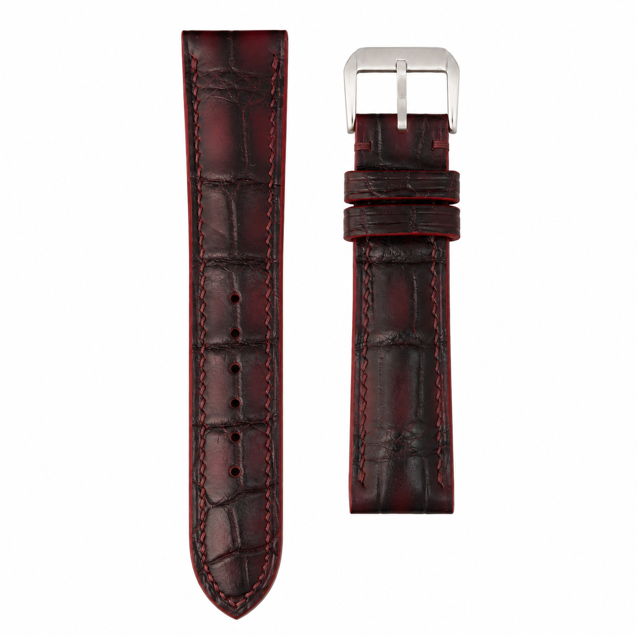 Crocodile Leather Watch Strap – Black Cherry